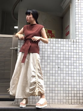 「エクラン」｜ハラグチリナさん（レディース・157cm）の夏コーディネート