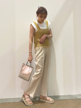 「LOWRYS FARM（ローリーズファーム）のフリンジビスチェ　947813（ベスト）」を使った、MIKAさん（レディース・165cm）の春コーディネート