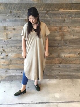 「アイテム（ローファー、グリーン系）」を使った、WAラゾーナ川崎プラザ店さん（レディース・163cm）の秋コーディネート