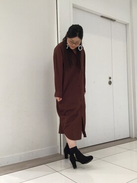 「オリエンタルトラフィック」｜「アイテム（シャツワンピース）」を使った、WAラゾーナ川崎プラザ店さん（レディース・163cm）の秋コーディネート