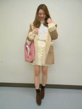 「Heather（ヘザー）のアイテム（その他アウター）」を使った、Heather横浜ジョイナス店　STAFF2さん（レディース・166cm）の冬コーディネート