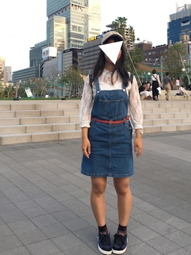 「いいね返し」｜「アイテム（サロペット/オーバーオール）」を使った、KARUさん（レディース・156cm）の秋コーディネート