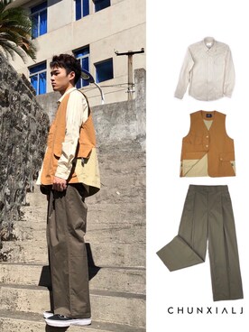 「工装」｜-你石さん（メンズ・175cm）の秋コーディネート