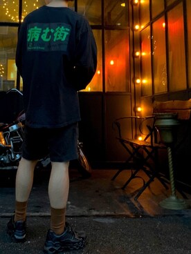 「LONELY/論理（ロンリー）のアイテム（トップス）」を使った、remadさん（メンズ・171cm）の夏コーディネート