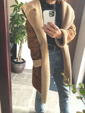 「URBAN RESEARCH（アーバンリサーチ）のアイテム（ムートンコート）」を使った、あいあむさん（レディース・163cm）の秋コーディネート