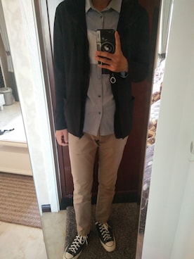 「ZARA（ザラ）のアイテム（モッズコート）」を使った、邯郸舊公子さん（メンズ・182cm）の秋コーディネート