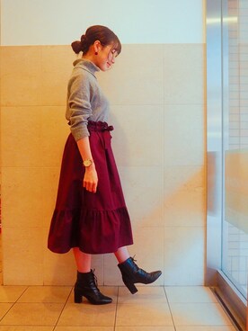 「H&M（エイチ・アンド・エム）のアイテム（腕時計）」を使った、大咲レイナさん（レディース・160cm）の秋コーディネート