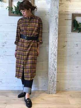 「FRAMeWORK（フレームワーク）のアイテム（ワンピース/ドレス）」を使った、sari_iさん（レディース・167cm）の秋コーディネート