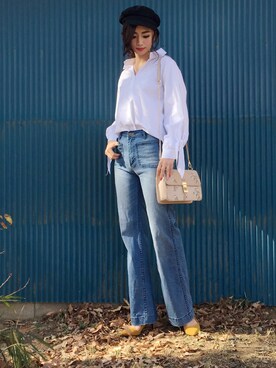 「LEPSIM（レプシィム）のマリンキャスケット　735142（キャスケット）」を使った、miimaさん（レディース・162cm）の冬コーディネート