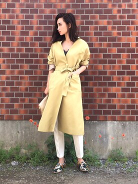 「抜き襟」｜「アイテム（その他アウター）」を使った、miimaさん（レディース・162cm）の春コーディネート