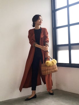 「カコバッグ」｜「アイテム（ジャケット/アウター）」を使った、miimaさん（レディース・162cm）の秋コーディネート