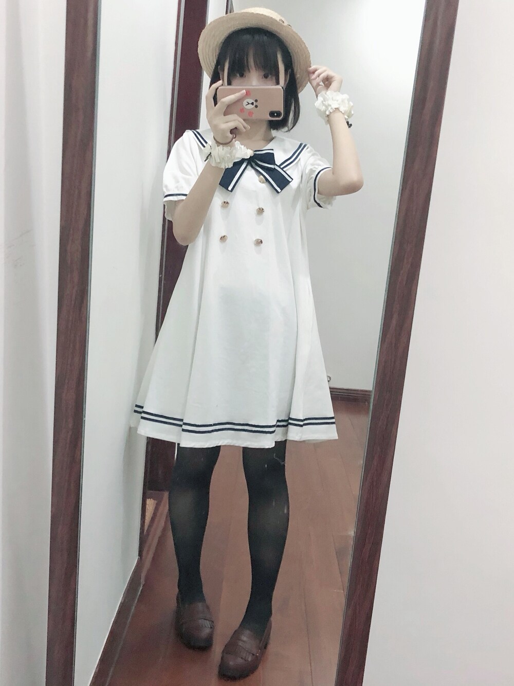 「amavel、HONEYCINNAMON、ゆめかわいい、夏の終わり、かわいい」｜「Amavelのアイテム（チュニック、ホワイト系）」を使った、Lain✿さん（レディース・160cm）の夏コーディネートの1枚目の写真