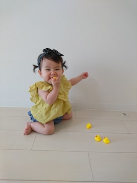 「赤ちゃん」｜「アイテム（チュニック）」を使った、はななさん（キッズ・70cm）の夏コーディネート
