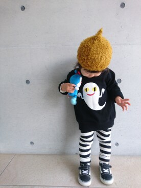 「SPACE（スペース）のアイテム」を使った、はななさん（キッズ・80cm）の秋コーディネート