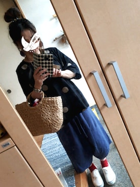 「おおぶりピアス」｜「アイテム（スニーカー）」を使った、アイスコーヒー🍀さん（レディース・153cm）の夏コーディネート
