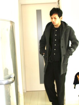 「アイテム（ダッフルコート）」を使った、testさん（メンズ・172cm）の冬コーディネート