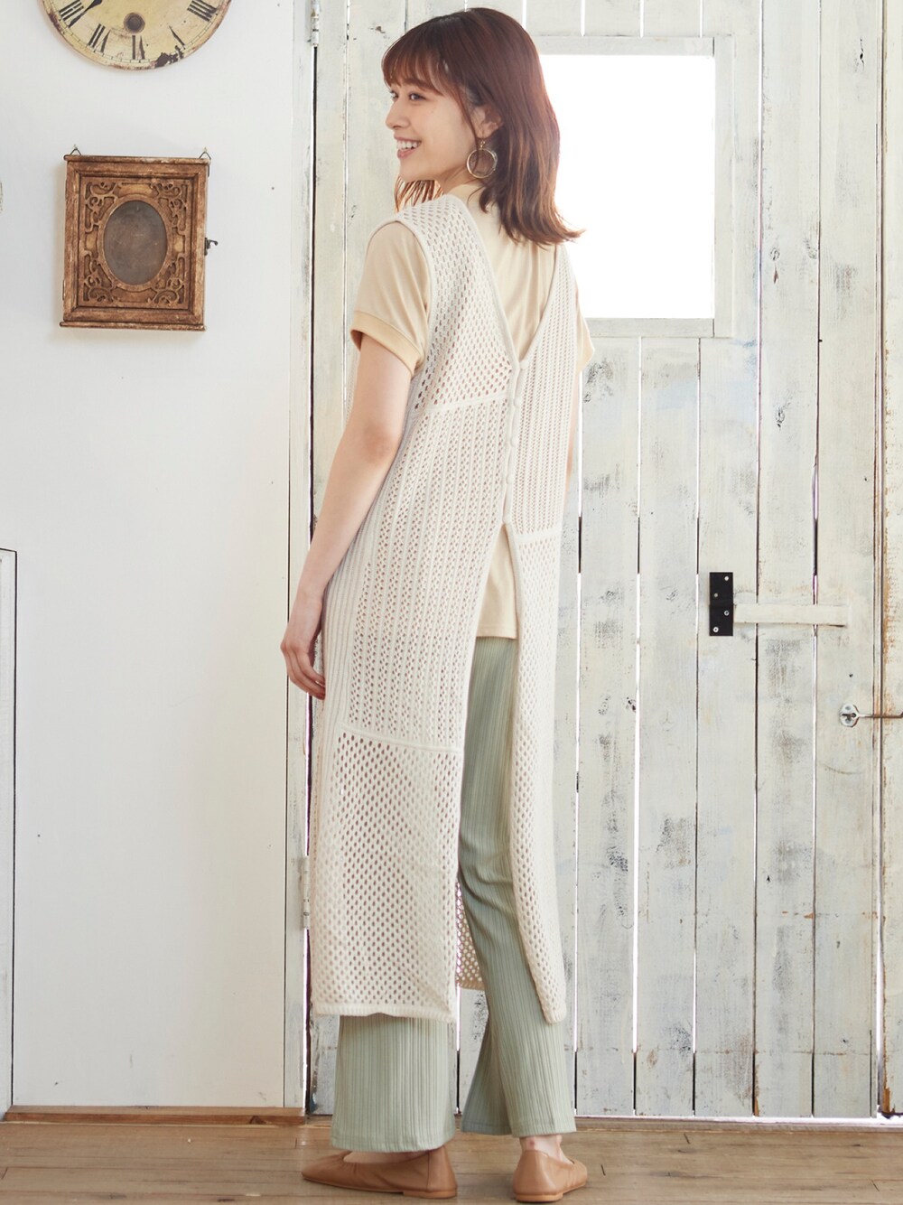 シアーメッシュロングジレを使った人気ファッションコーディネート - WEAR