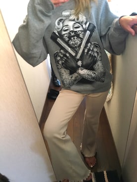 「JERZEES（ジャージーズ）のアイテム」を使った、573さん（レディース・157cm）の秋コーディネート