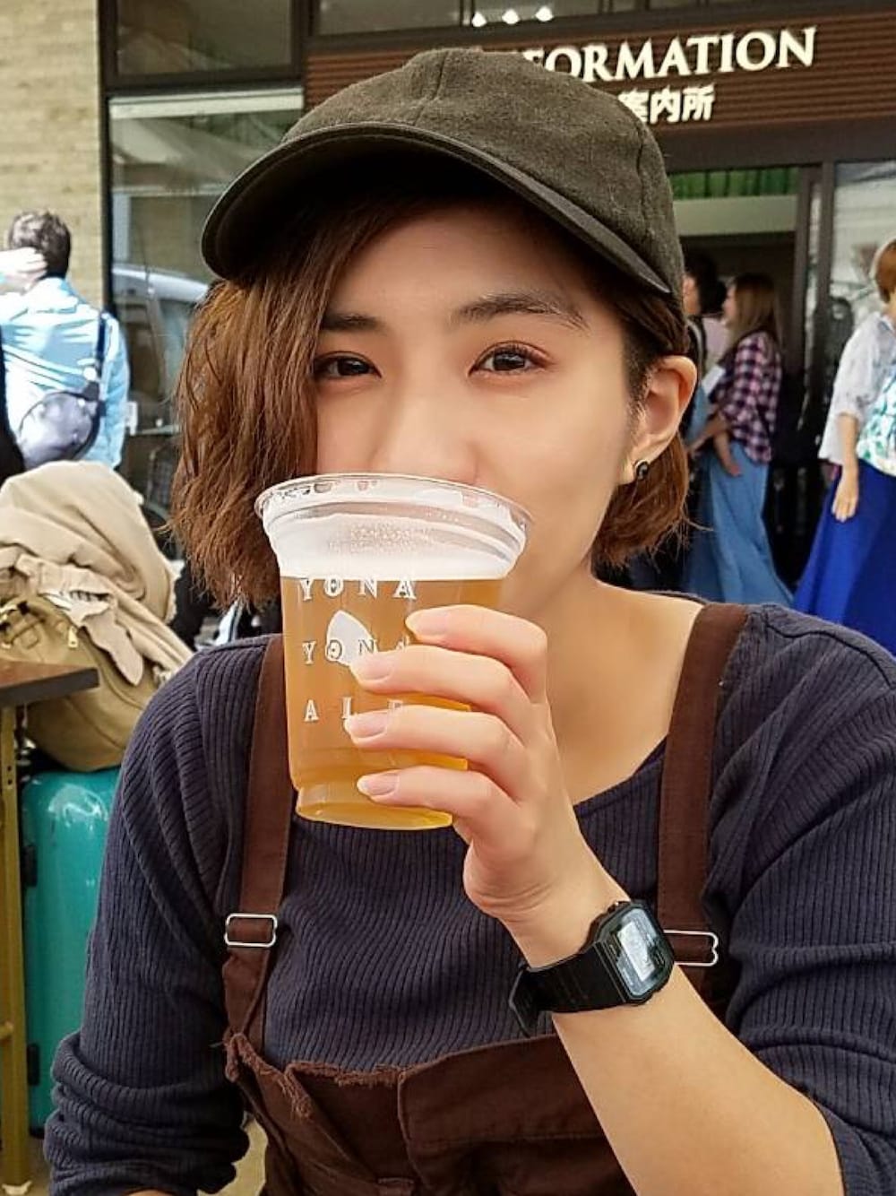 「キャップ、キャップ女子、秋コーデ」｜「CASIOのCASIO/スタンダードデジタルウォッチ/F-91W-3DG（アナログ腕時計、ブラック系）」を使った、tictactocさん（レディース・153cm）の春コーディネートの1枚目の写真