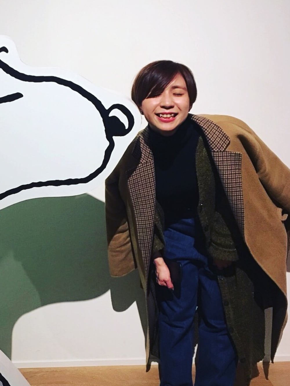 「冬コーデ、ふゆ、冬、チェック」｜「Mila Owenのアイテム（ジャケット/アウター、ブラウン系）」を使った、tictactocさん（レディース・153cm）の春コーディネートの1枚目の写真