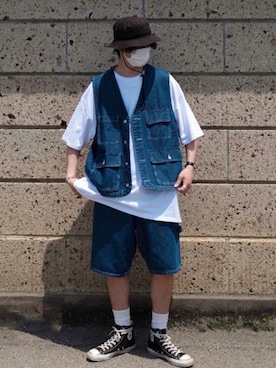 「H&M（エイチ・アンド・エム）のアイテム（ベスト）」を使った、kさん（メンズ・179cm）の夏コーディネート