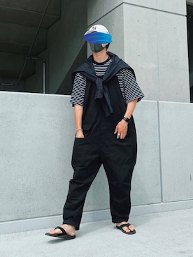 「Johnbull Private labo（ジョンブルプライベートラボ）のアイテム（オールインワン・サロペット）」を使った、kさん（メンズ・179cm）の夏コーディネート