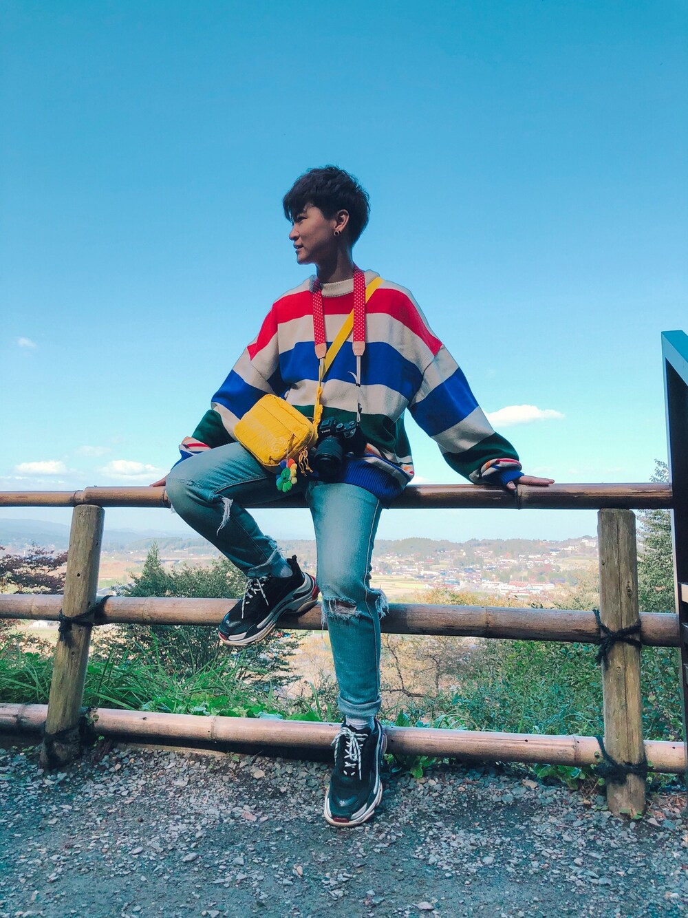 「fall、autumn、iwate、sky」｜「DHOLICのアイテム（ニット/セーター、その他）」を使った、ロターズさん（メンズ・166cm）の秋コーディネートの1枚目の写真
