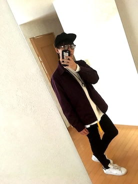 「ジップブルゾン」｜「アイテム（帽子）」を使った、Miyazaki Yutaさん（メンズ・173cm）の秋コーディネート