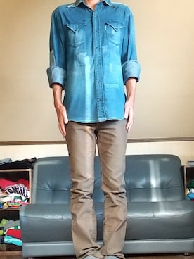 「BLUE BLUE（ブルーブルー）のアイテム（シャツ/ブラウス）」を使った、21グラムさん（メンズ・168cm）の秋コーディネート