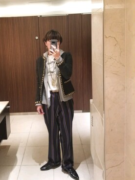 「Another Edition（アナザーエディション）のアイテム（ノーカラージャケット）」を使った、bjorkoさん（レディース・158cm）の冬コーディネート