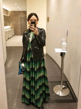 「スパンコール」｜「アイテム（ライダースジャケット）」を使った、bjorkoさん（レディース・158cm）の春コーディネート