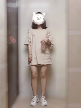 「Aqua leaf（アクアリーフ）のアイテム」を使った、鹿鹿于さん（レディース・155cm）の夏コーディネート