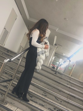 「KOBE LETTUCE（コウベレタス）のアイテム（つなぎ/オールインワン）」を使った、YURIさん（レディース・156cm）の冬コーディネート