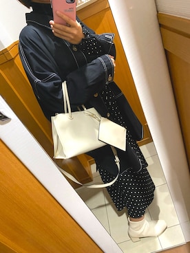 「ステッチ」｜「アイテム（その他アウター）」を使った、コムギさん（レディース・154cm）の秋コーディネート