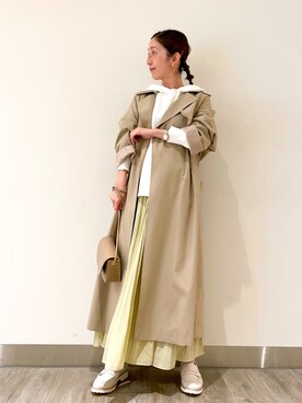 「マキシスカート」｜「アイテム（トレンチコート）」を使った、funaさん（レディース・155cm）の冬コーディネート