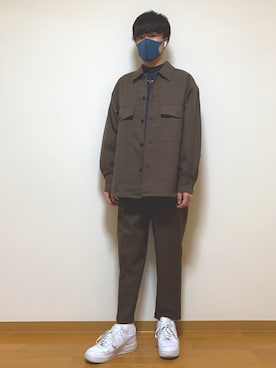 「ブラウンジャケット」｜「アイテム（スラックス）」を使った、きょみさん（メンズ・171cm）の秋コーディネート