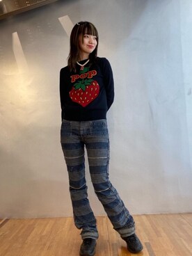 「アイテム（チョーカー、ピンク系）」を使った、E r i K aさん（レディース・162cm）の秋コーディネート
