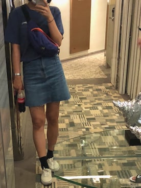 「アイテム（メッセンジャーバッグ、パープル系）」を使った、kim seul jiさん（レディース・170cm）の夏コーディネート