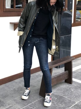 「Polo Ralph Lauren」｜「アイテム（ミリタリージャケット）」を使った、kim seul jiさん（レディース・170cm）の秋コーディネート