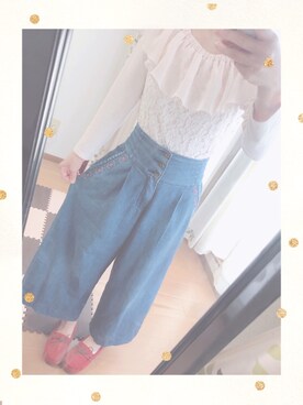 「アイテム（モカシン/デッキシューズ、レッド系）」を使った、Sayakaさん（レディース・155cm）の秋コーディネート