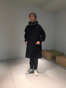 「アノラックパーカー」｜「アイテム（ステンカラーコート）」を使った、nancy.comさん（メンズ・176cm）の冬コーディネート