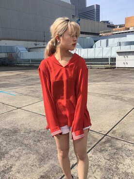「CANNABIS LADIES（カンナビス レディース）のアイテム（トップス）」を使った、Haruna Akiyamaさん（レディース・156cm）の春コーディネート