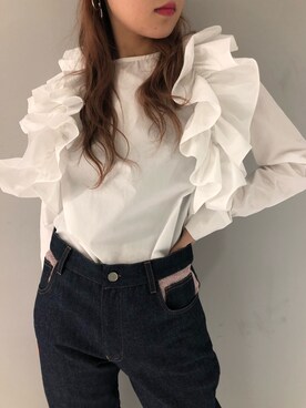 「CANNABIS LADIES（カンナビス レディース）のアイテム（トップス）」を使った、Haruna Akiyamaさん（レディース・156cm）の冬コーディネート