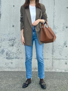 「アイテム（レインシューズ、ブラウン系）」を使った、amiami_officialさん（レディース・160cm）の冬コーディネート