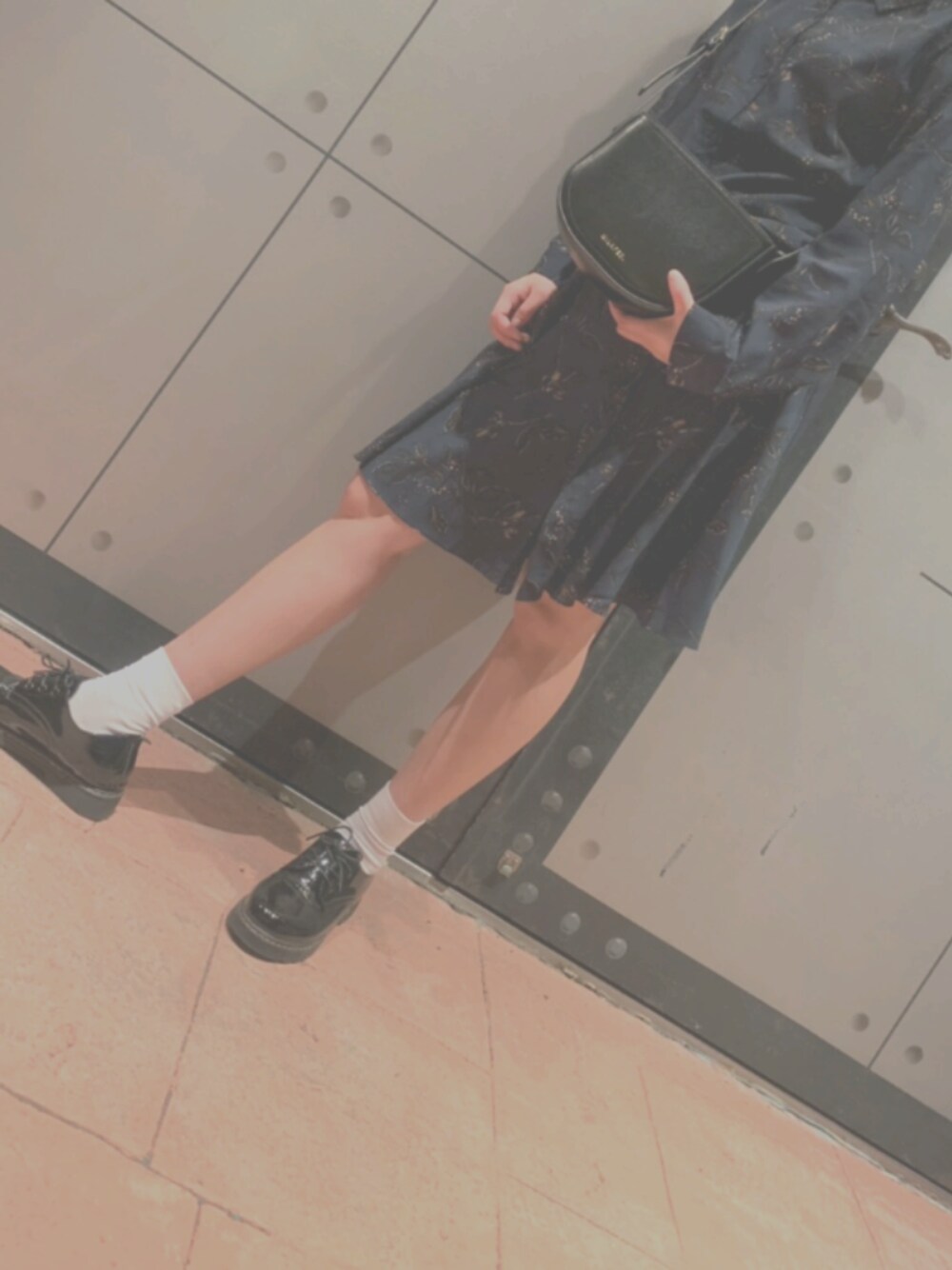 「今日のコーデ、デート、代官山、横浜、春コーデ、ワンピース、誕生日プレゼント、MILKFED.、hotping、おしゃれさんと繋がりたい」｜「靴下屋のアイテム（ソックス/靴下、ホワイト系）」を使った、MoKaさん（レディース・161cm）の春コーディネートの1枚目の写真