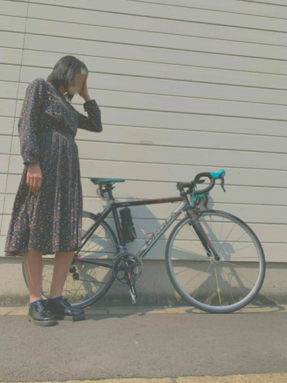 「お花見、お花見コーデ、春コーデ、ロードバイク、春、新川千本桜、おしゃれさんと繋がりたい、ワンピース、平成最後のWEARISTAセンバツ、休日スタイル」｜「ORBEAのアイテム（その他、ブラック系）」を使った、MoKaさん（レディース・161cm）の春コーディネートの1枚目の写真