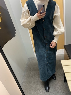 「フォロー、イイネ、お気に入り登録お願いします♡」｜「アイテム（ワンピース）」を使った、ユウさん（レディース・160cm）の冬コーディネート