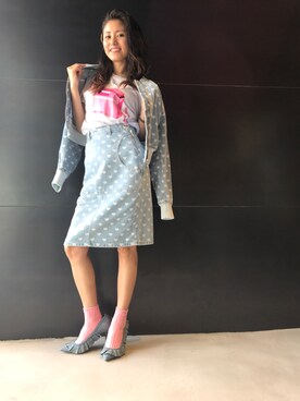 「DIESEL（ディーゼル）のアイテム（ノーカラージャケット）」を使った、rumiさん（レディース・154cm）の春コーディネート