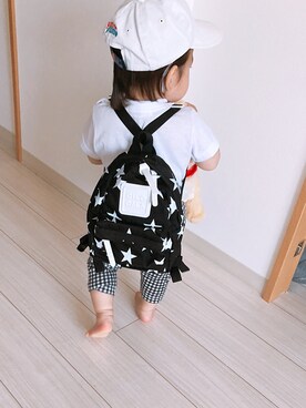 「コムサ」｜「アイテム（帽子）」を使った、らな☆さらさん（キッズ・80cm）の夏コーディネート