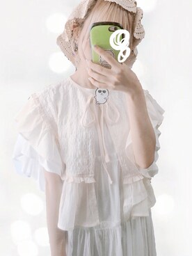 「merry jenny（メリージェニー）のデコラティブな襟（シャツ/ブラウス）」を使った、𝐿𝒾さん（レディース・149cm）の夏コーディネート